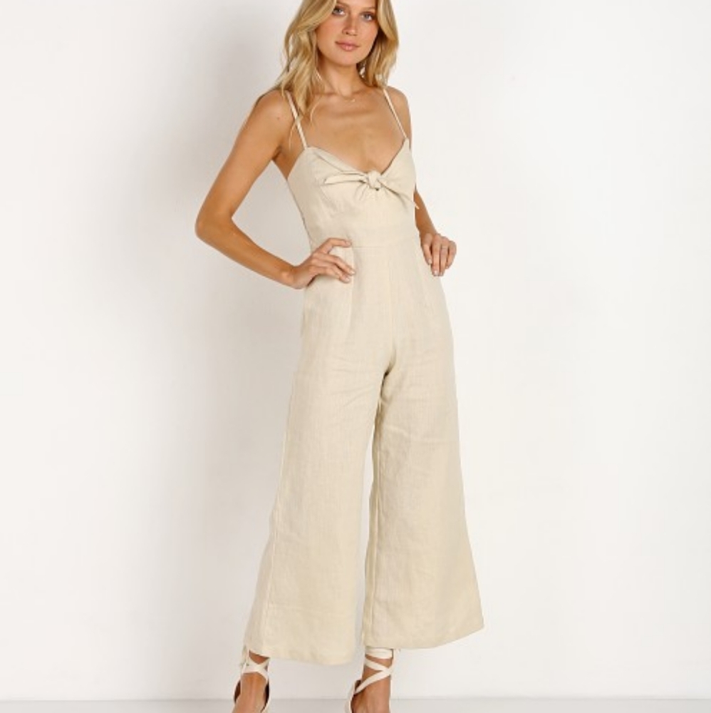 Faithful The Brand Off-white Linen Jumpsuit